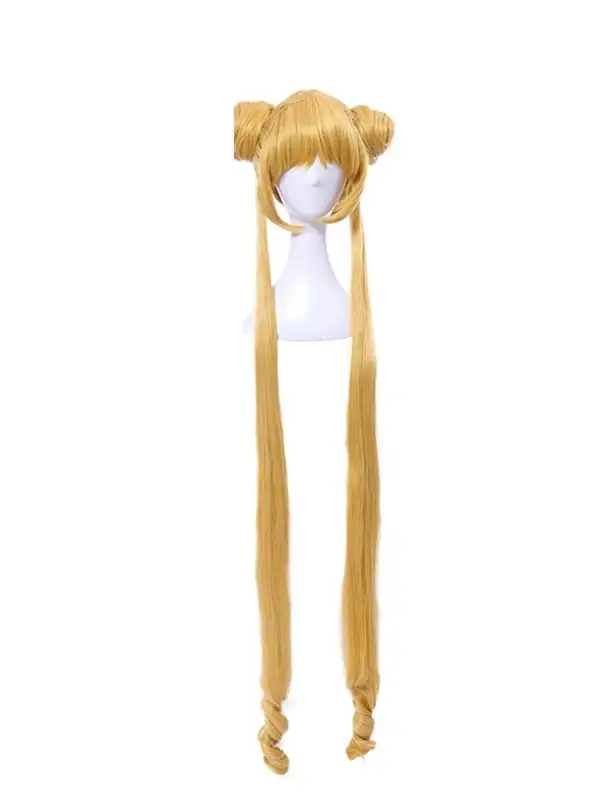 sailor moon cosplay wig long tail blond blonde usagi tsukino mahou shoujo shojo magical girl сейлър муун косплей перука изкуствена коса дълга усаги тсукино главен герой