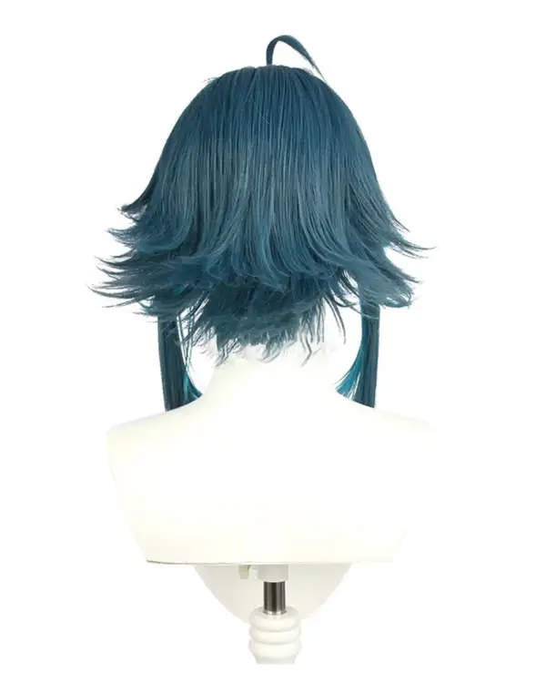 геншин импакт косплей genshin impact cosplay изкуствена коса перука wig шао жао къса омбре цветна синя зелена перука изкуствена коса xiao