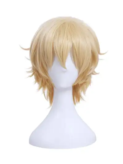 стандартна къса руса перука изкуствена коса косплей руса евтина cosplay wig blonde short cheap standard standart