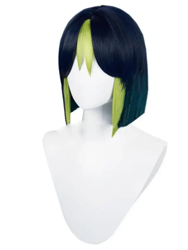геншин импакт косплей genshin impact cosplay изкуствена коса перука омбре черна зелена къса тайнари тигхнари tighnari omre green black