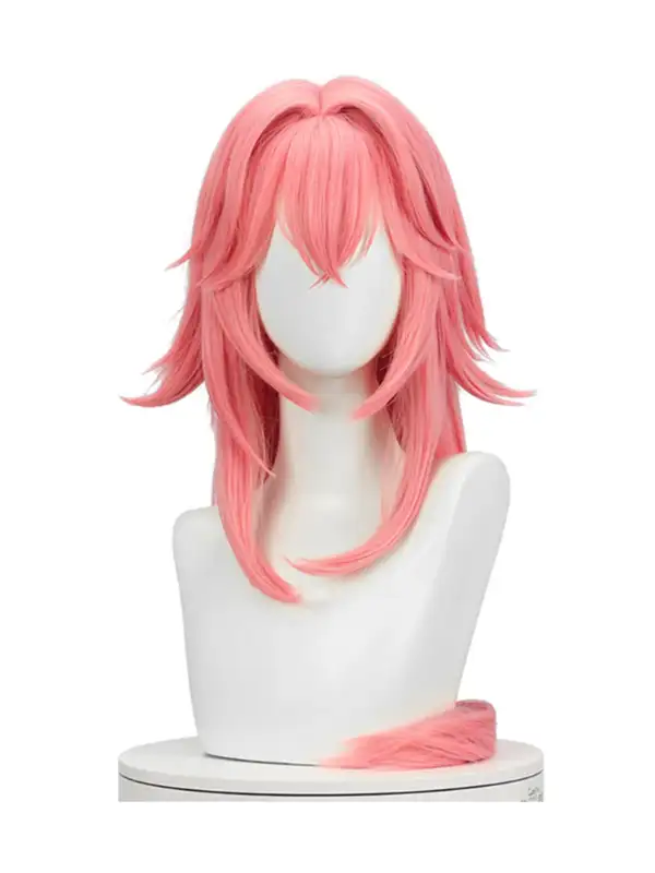 genshin impact yae miko cosplay wig геншин импакт яеа мико ъае мико розова коса перука изкуствена косплей