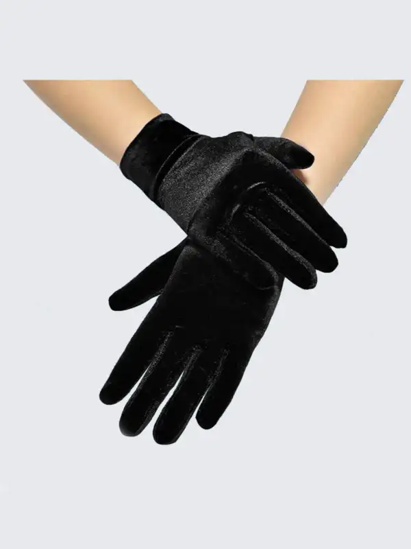 къси ръкавици велур плюш черни изкуствена материя косплей бал костюм маскарад хелоин опера
