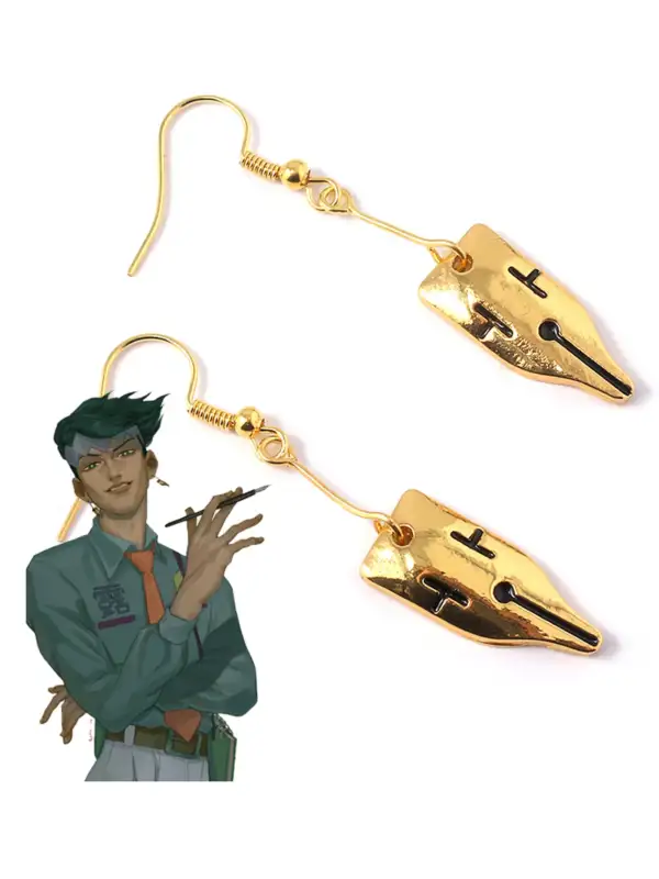 Rohan Kashibe jojo's bizarre adventure earrings cosplay косплей обеци имитазия злато