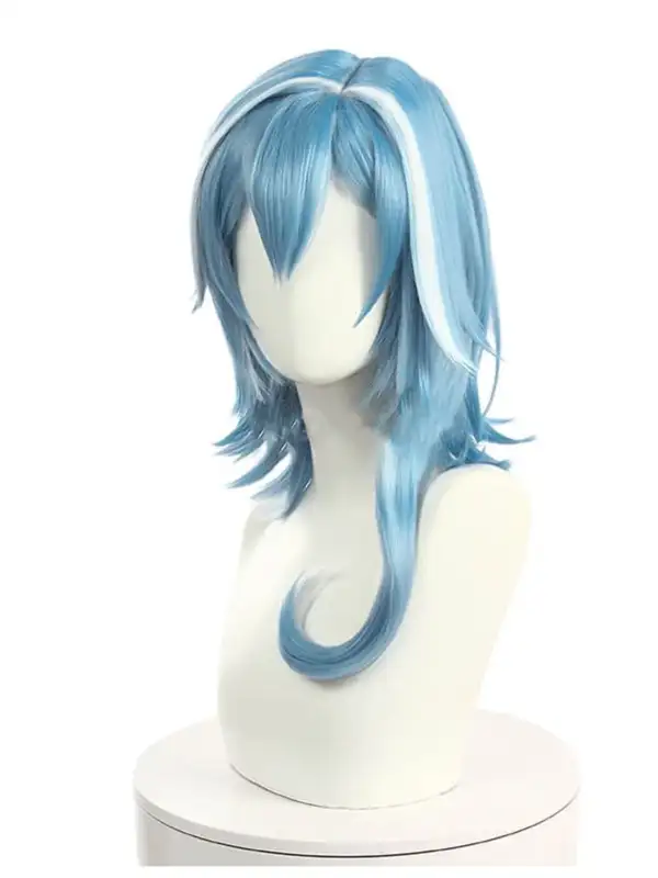 геншин импакт косплей genshin impact cosplay изкуствена коса перука eula еула синя бяла омбре къса дълга