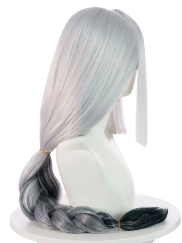 геншин импакт косплей genshin impact cosplay изкуствена коса перука shenhe wig шенхе сенхе схенхе сива омбре черна дълга плитка опашка