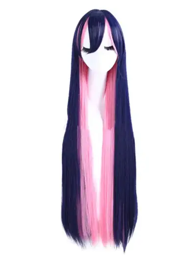 panty and stocking with garter belt anime cartoon cosplay wig long панти стокинг аниме анимация картуун два цвята омбре дълга синя розова изкуствена коса перука косплей