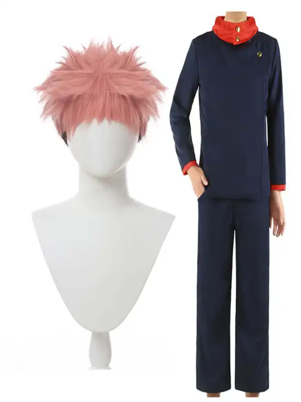 jujutsu kaisen Косплей cosplay wig главен герой розова кафява къса коса итадори сукуна джуджутсу кайсен главен герой пръст перука комплект костюм униформа