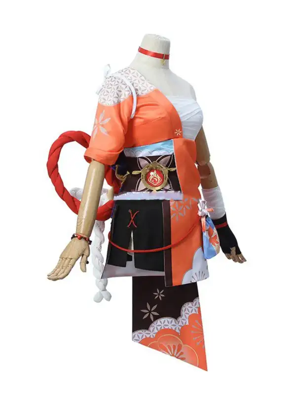 геншин импакт косплей genshin impact cosplay изкуствена коса перука йоимия руса къса yoimiya иоимия кимоно комплект костюм панделка оранжев