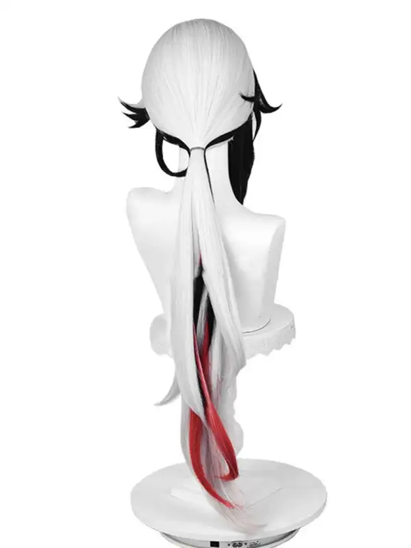 геншин импакт косплей genshin impact cosplay изкуствена коса перука арлекино арлечино асиметрична бяла черна червена arlecchino arlecchino arlechhino wig