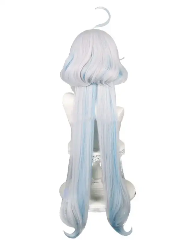 геншин импакт косплей genshin impact cosplay изкуствена коса перука furina wig white long ombre blue фурина fontaine бяла дълга омбре синя