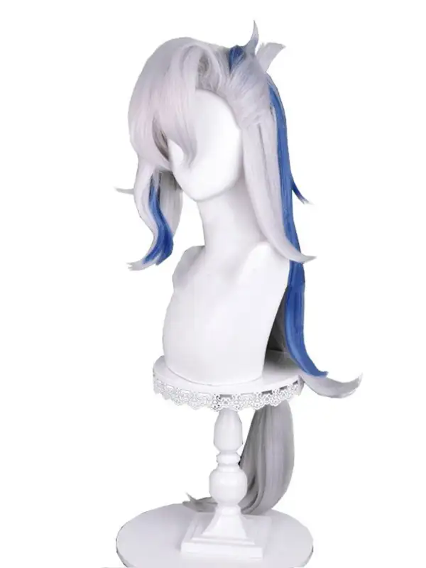 геншин импакт косплей genshin impact cosplay изкуствена коса перука neuvillette wig дълга бяла омбре синя
