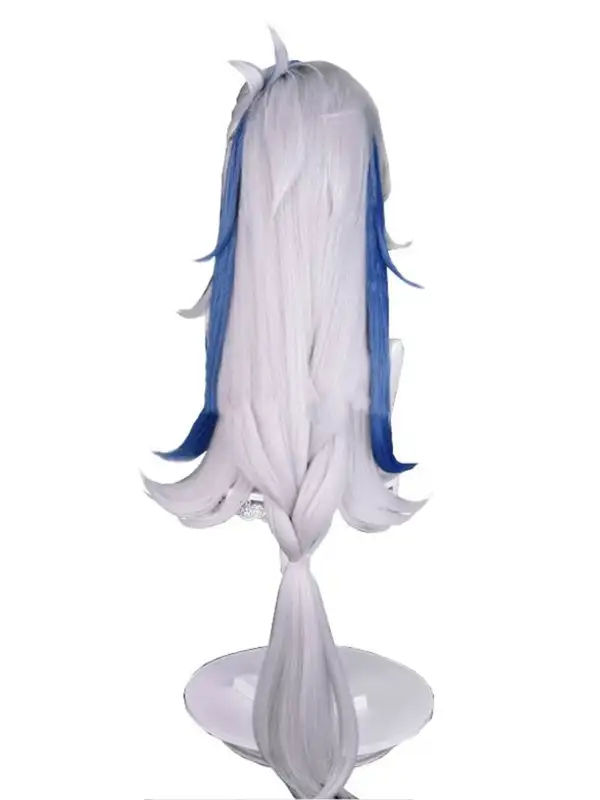 геншин импакт косплей genshin impact cosplay изкуствена коса перука neuvillette wig дълга бяла омбре синя